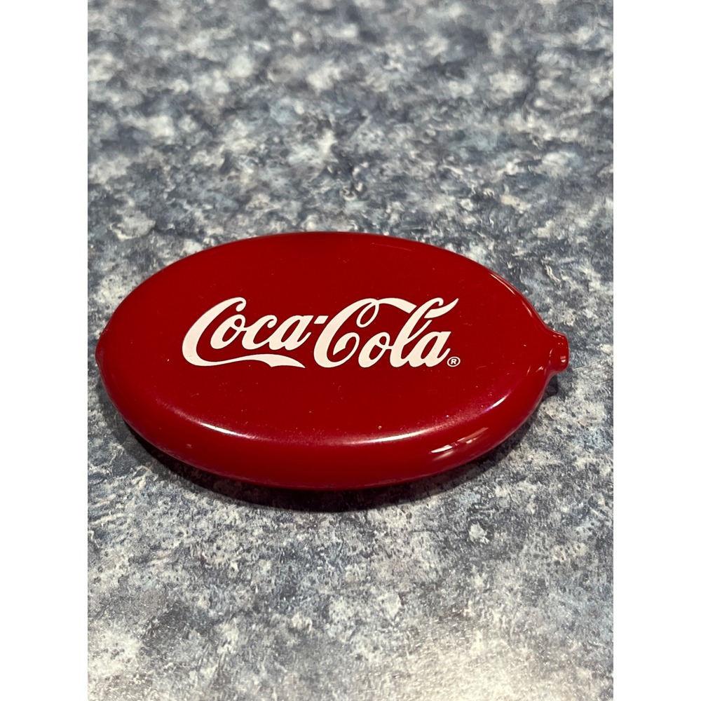 Vintage Coca-Cola Red Rubber Squeeze Coin Pouch Quikoin USA Made Change Purse